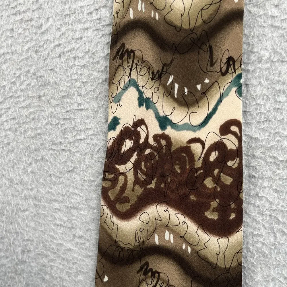J Garcia Silk Necktie Capillaries Collection 19 Brown Abstract Tie